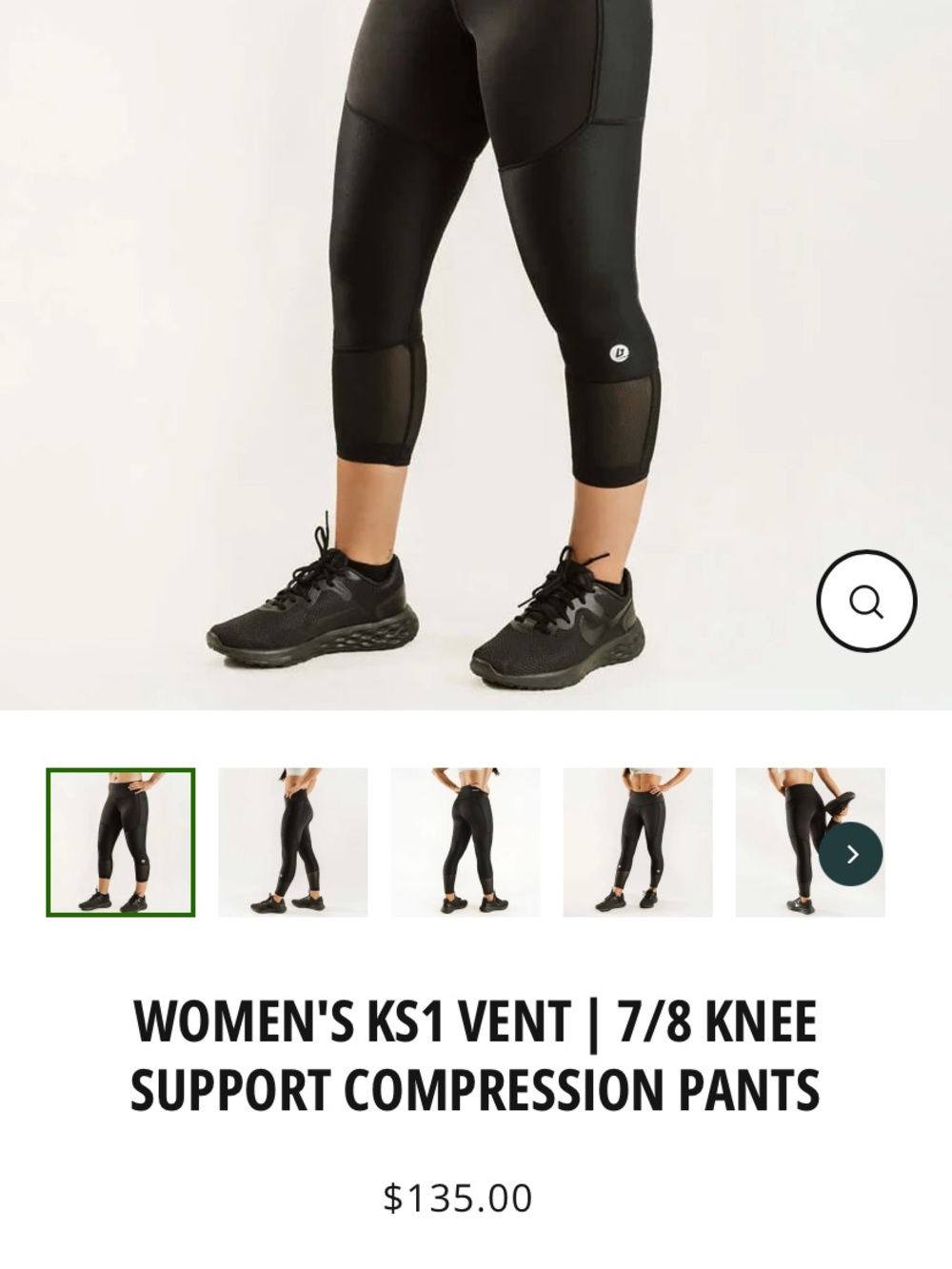 NWOT WOMEN'S KS1 VENT | 7/8 KNEE SUPPORT COMPRESSION PANTS XL